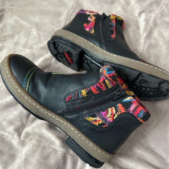 Rieker Felicitas Black Boots with Colorful Trim women’s size 8 (39) - Picture 9 of 9